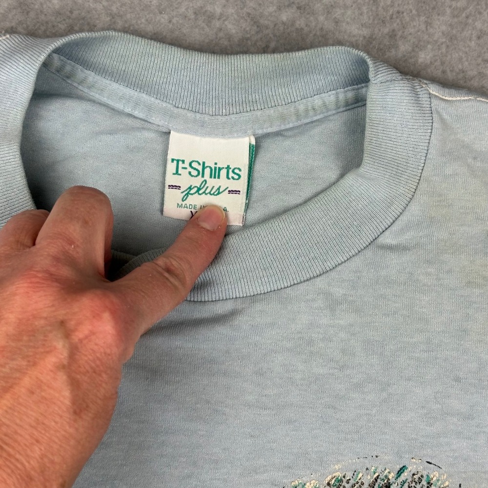 Vintage 1992 Florida Beach Graphic T-Shirt XL Light Blue Single Stitch USA Made - Picture 5 of 10